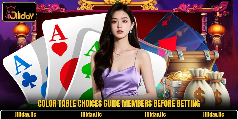 Color table choices guide members before betting