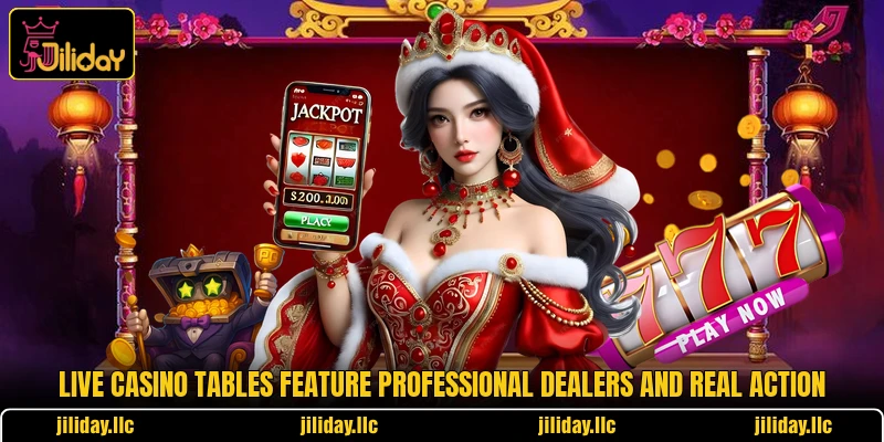 Live casino tables feature professional dealers and real action