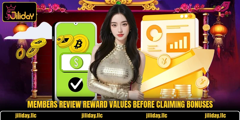 Members review reward values before claiming bonuses