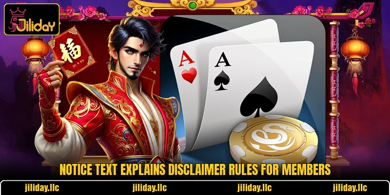 Notice text explains disclaimer rules for members Notice text explains disclaimer rules for members