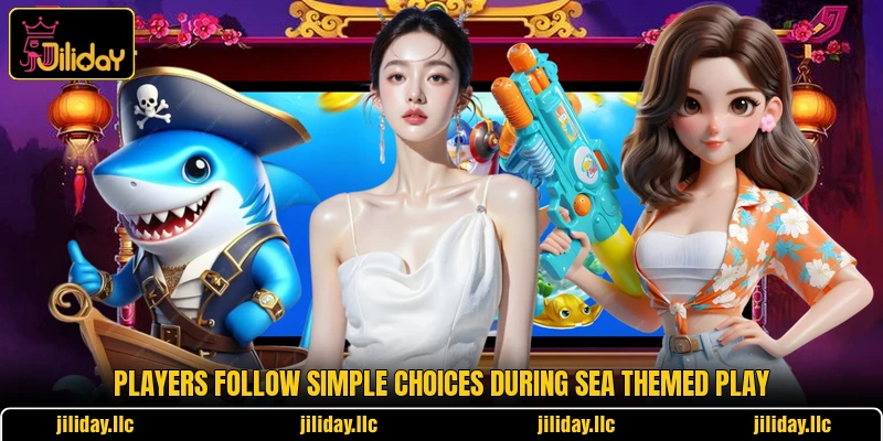 Players follow simple choices during sea themed play Players follow simple choices during sea themed play